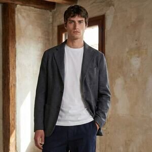 Barena Venezia Unlined Blazer Jacket Charcoal Grey Wool flannel 48UK 38US